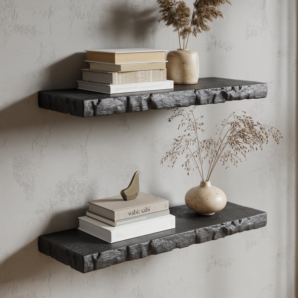 Handmade Rustic Floating Corner Shelf – Live Edge Bookshelf for Nursery & Décor
