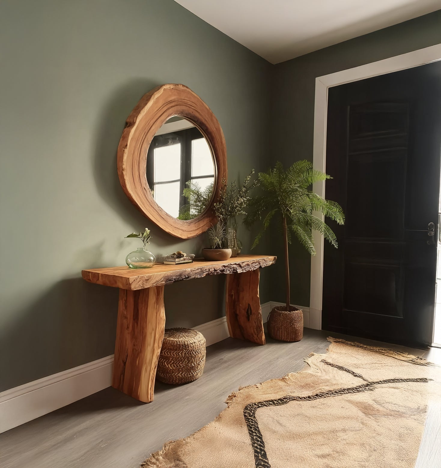 Rustic Reclaimed Wood Console Table – Handmade Live Edge Entryway Table