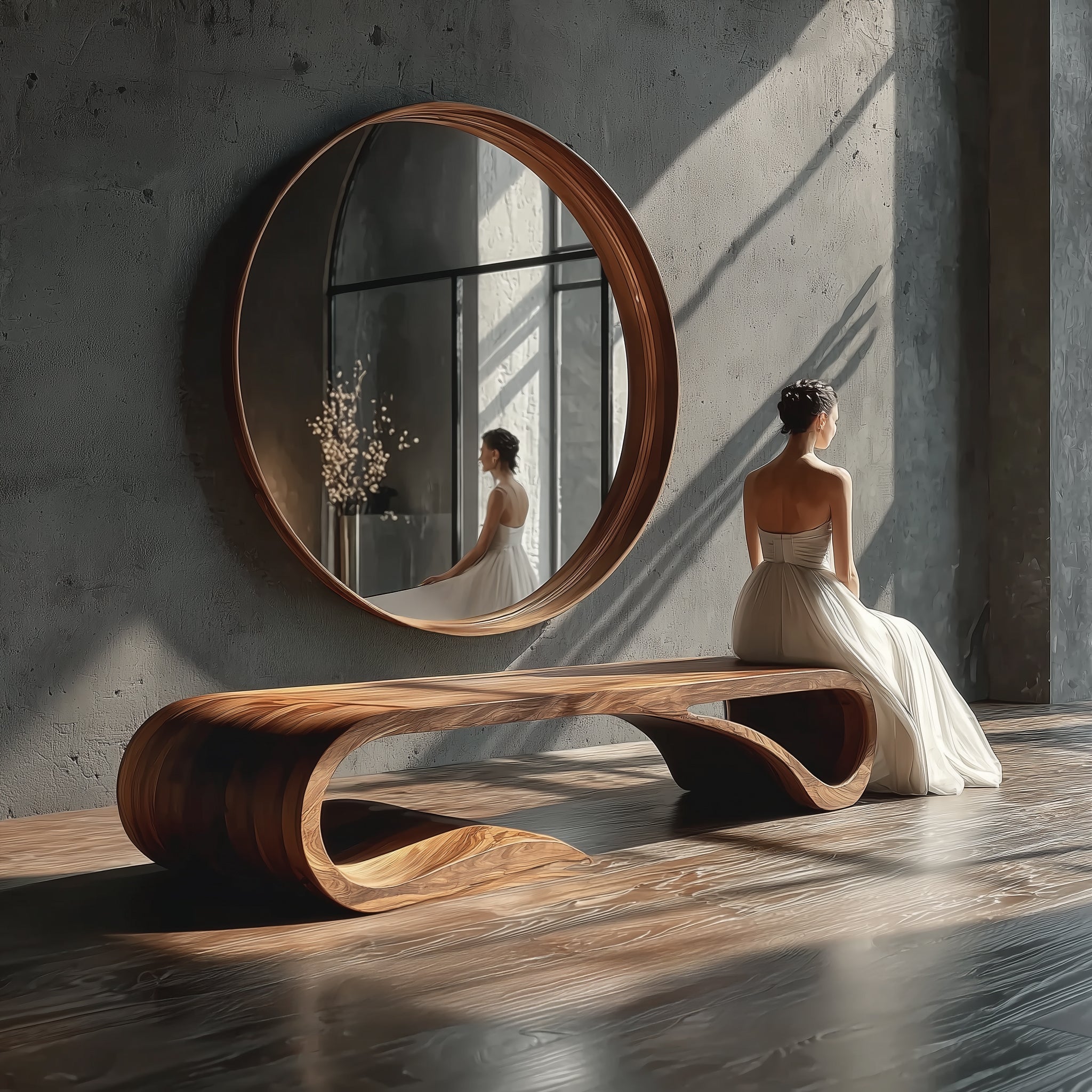 Minimalist Wooden Bench – Mid-Century Modern Style for Entryway or Living Room