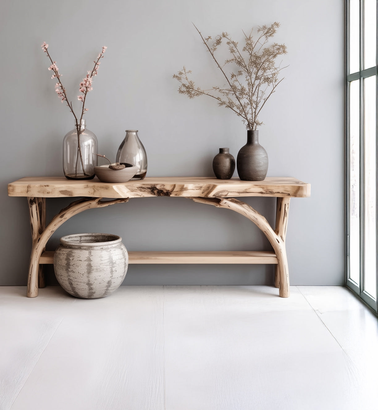 Rustic Farmhouse Console Table – Handcrafted Wooden Entryway Table