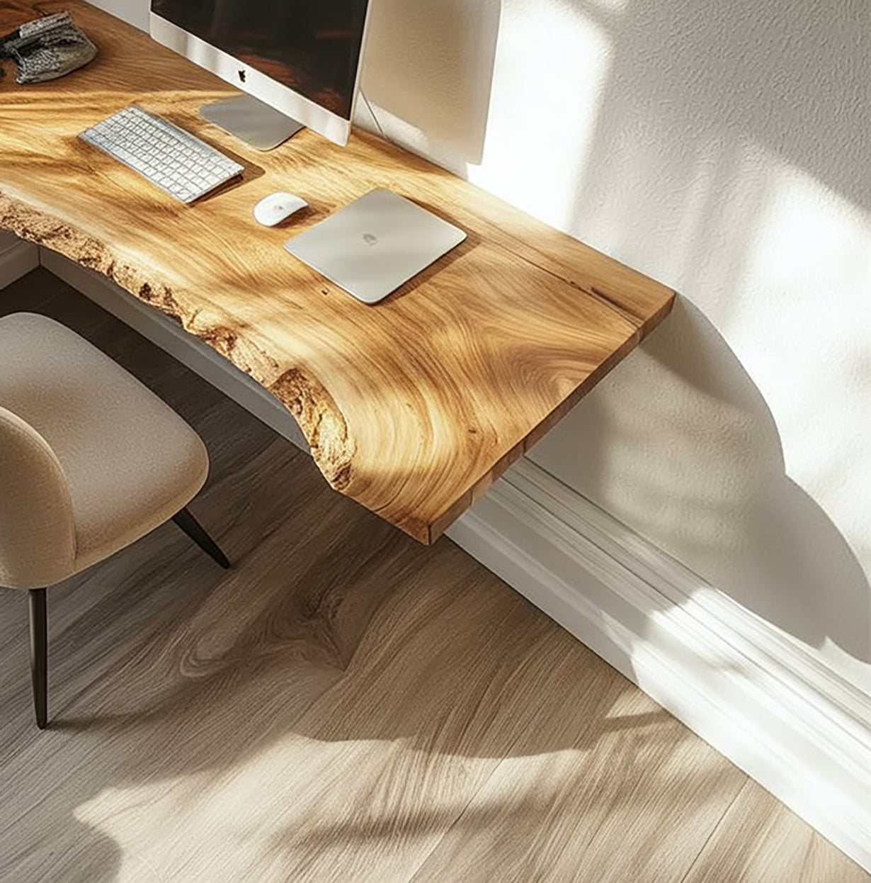 Rustic Live Edge Desk – Farmhouse Wood Furniture for Living Room