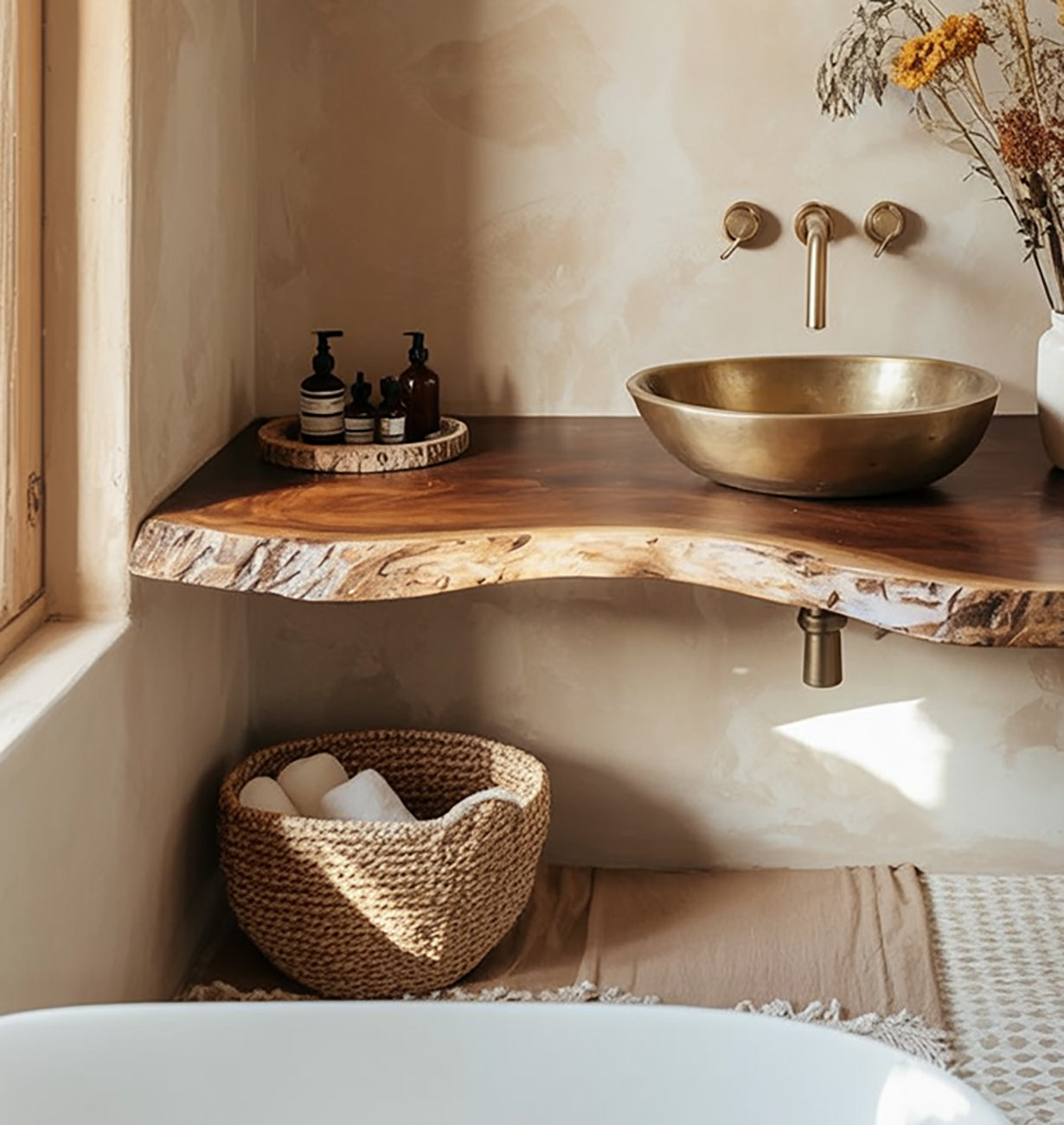 Live Edge Vanity Shelf – Handmade Rustic Bathroom Wall Decor