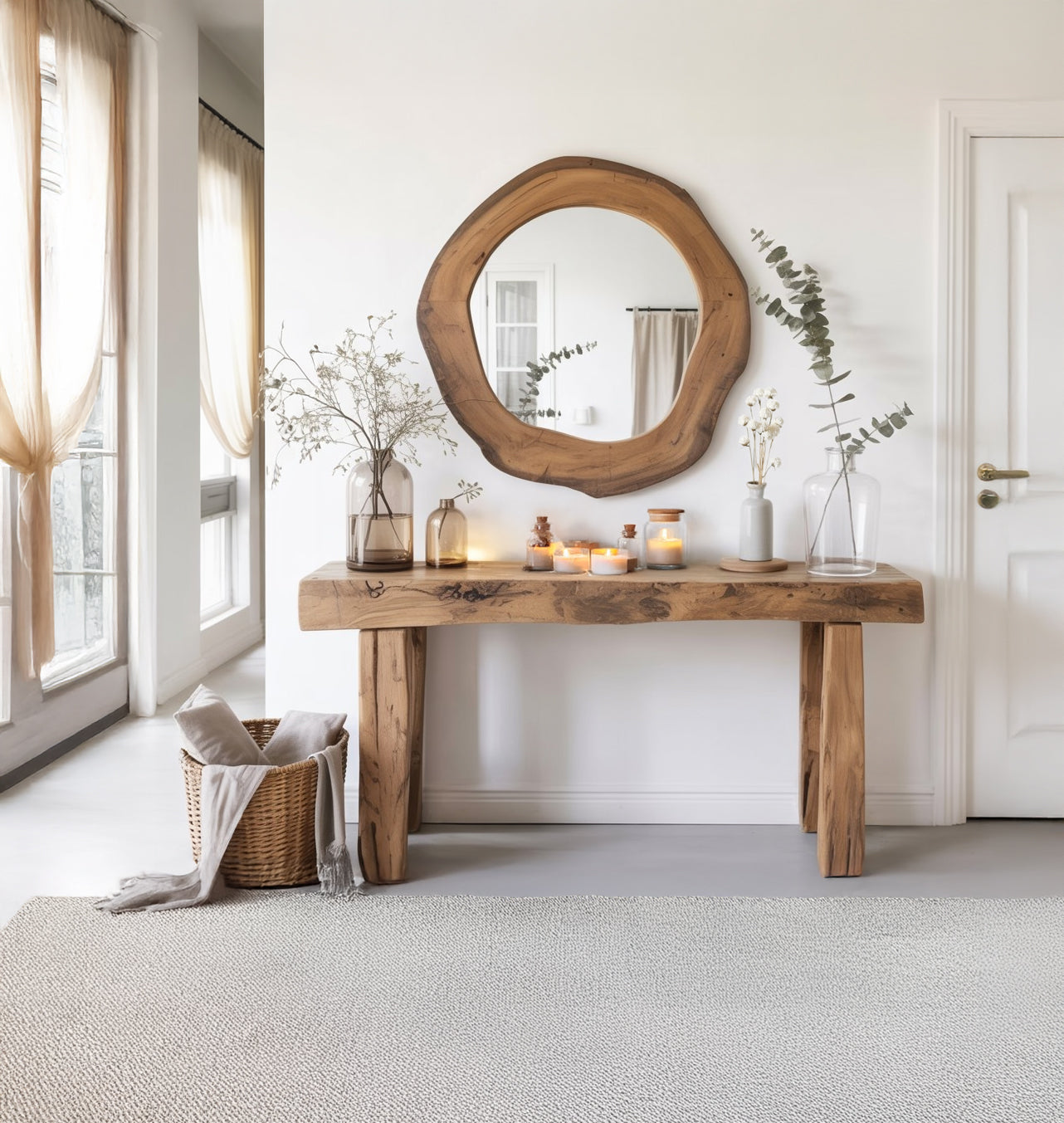 Handcrafted Reclaimed Wood Console Table – Rustic Hallway or Foyer Table with Natural Finish