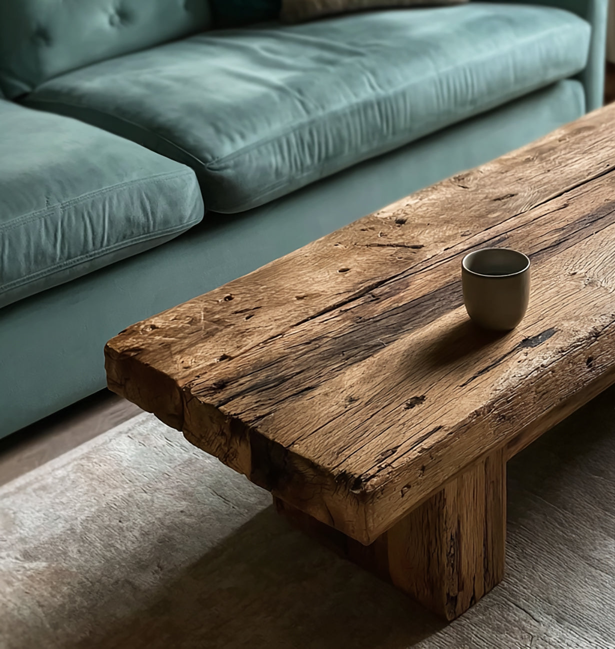 Reclaimed Large Coffee Table – Handmade Live Edge Wood Farmhouse Furniture