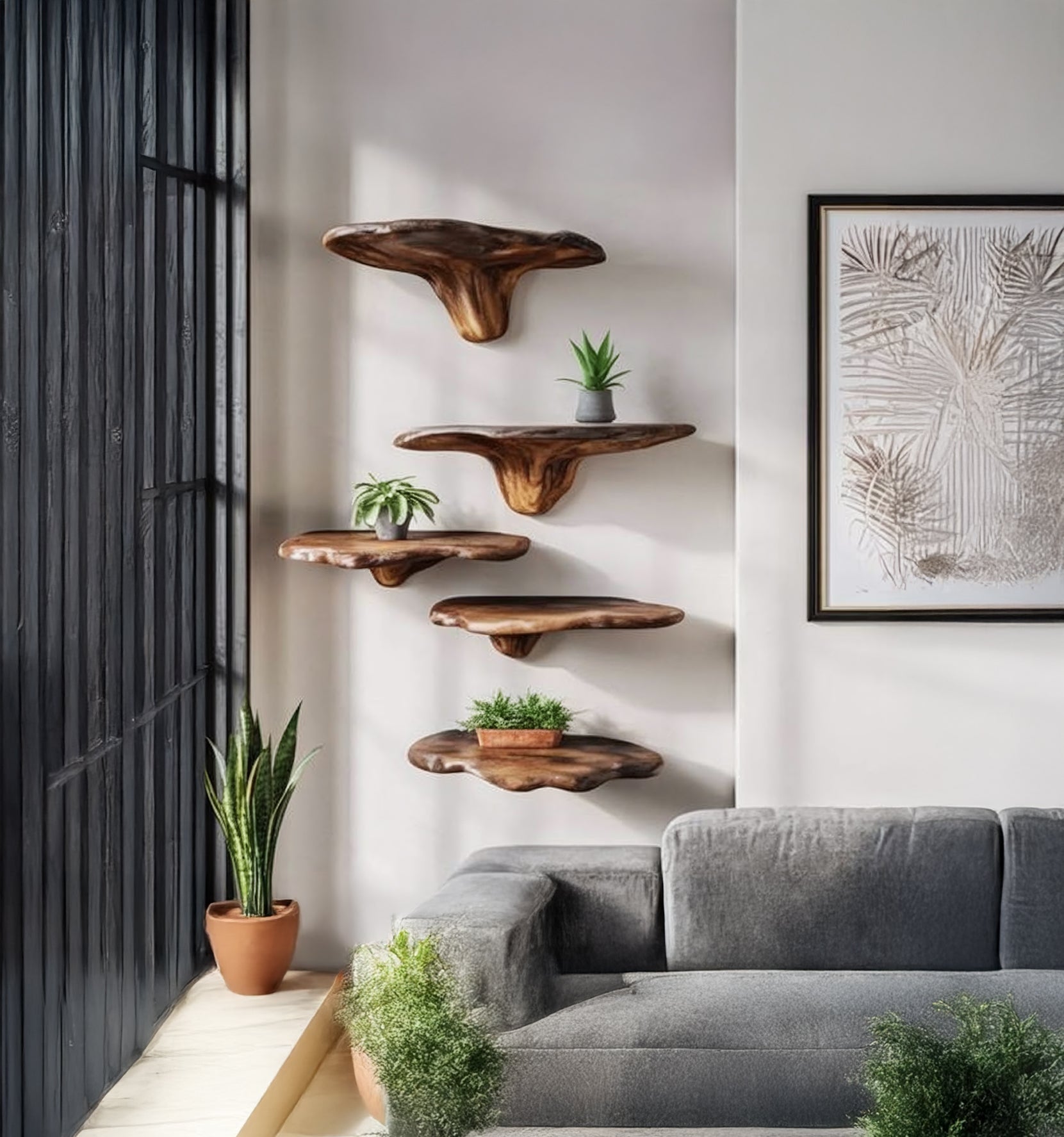 Handcrafted Live Edge Wooden Floating Shelves – Organic Wall Shelf