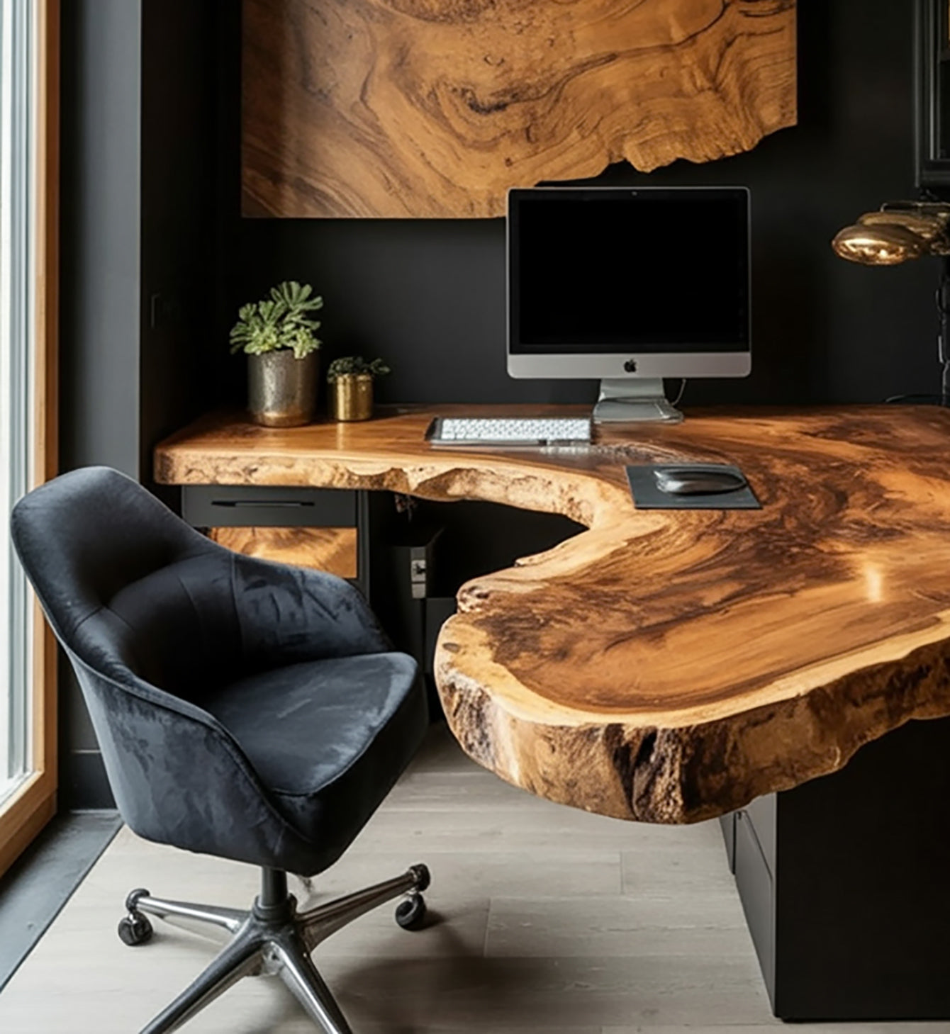 Handmade Live Edge Floating Shelf Desk – Wall-Mounted Study Table, Hanging Desk with Unique Design, Minimalist Workspace