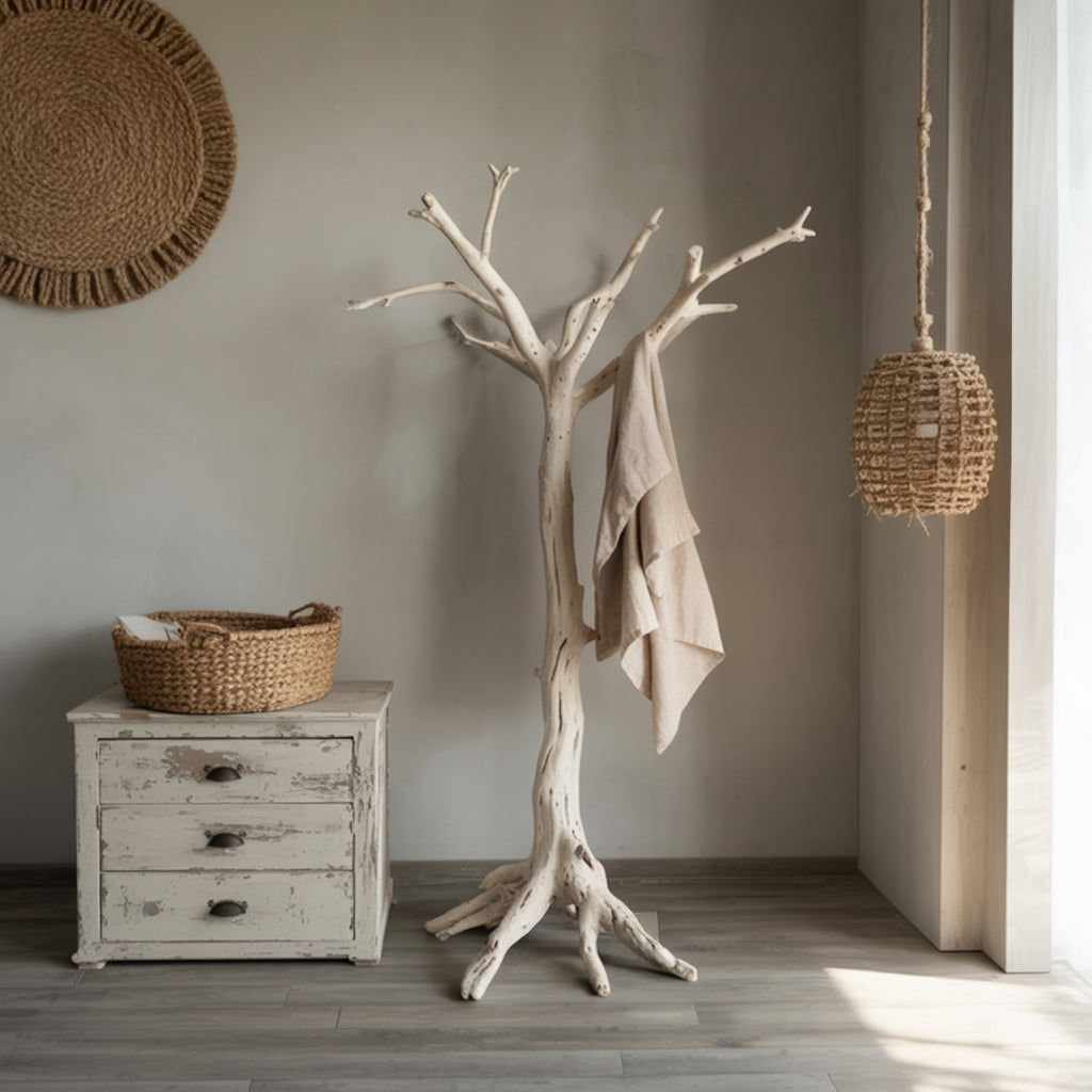 Handmade Wooden Tree Coat Rack – Rustic Solid Wood Hall Tree, Eco-Frie