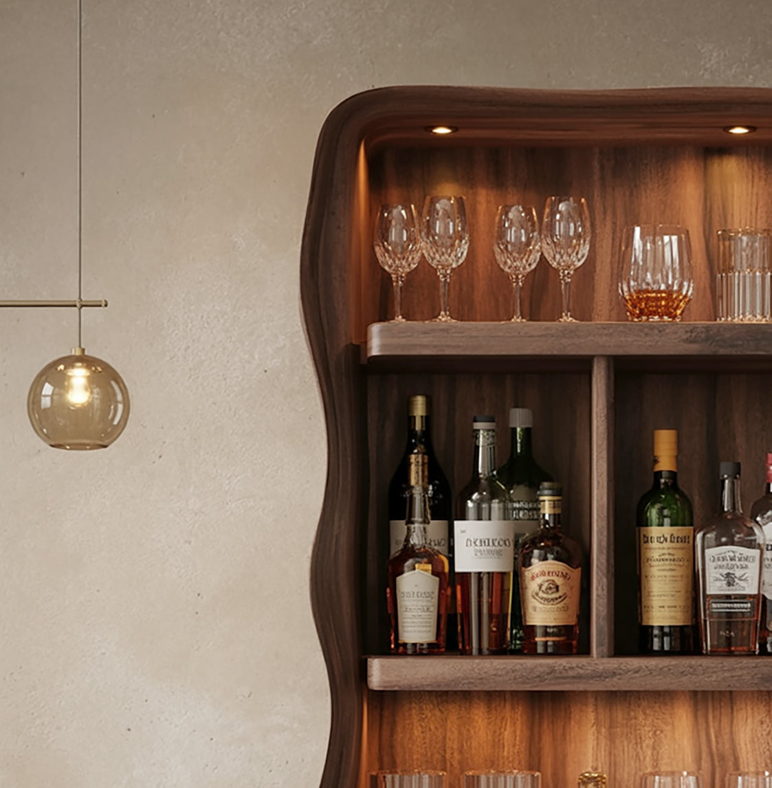 Rustic Live Edge Bar Shelf – Reclaimed Solid Wood Floating Shelf for Kitchen or Bar