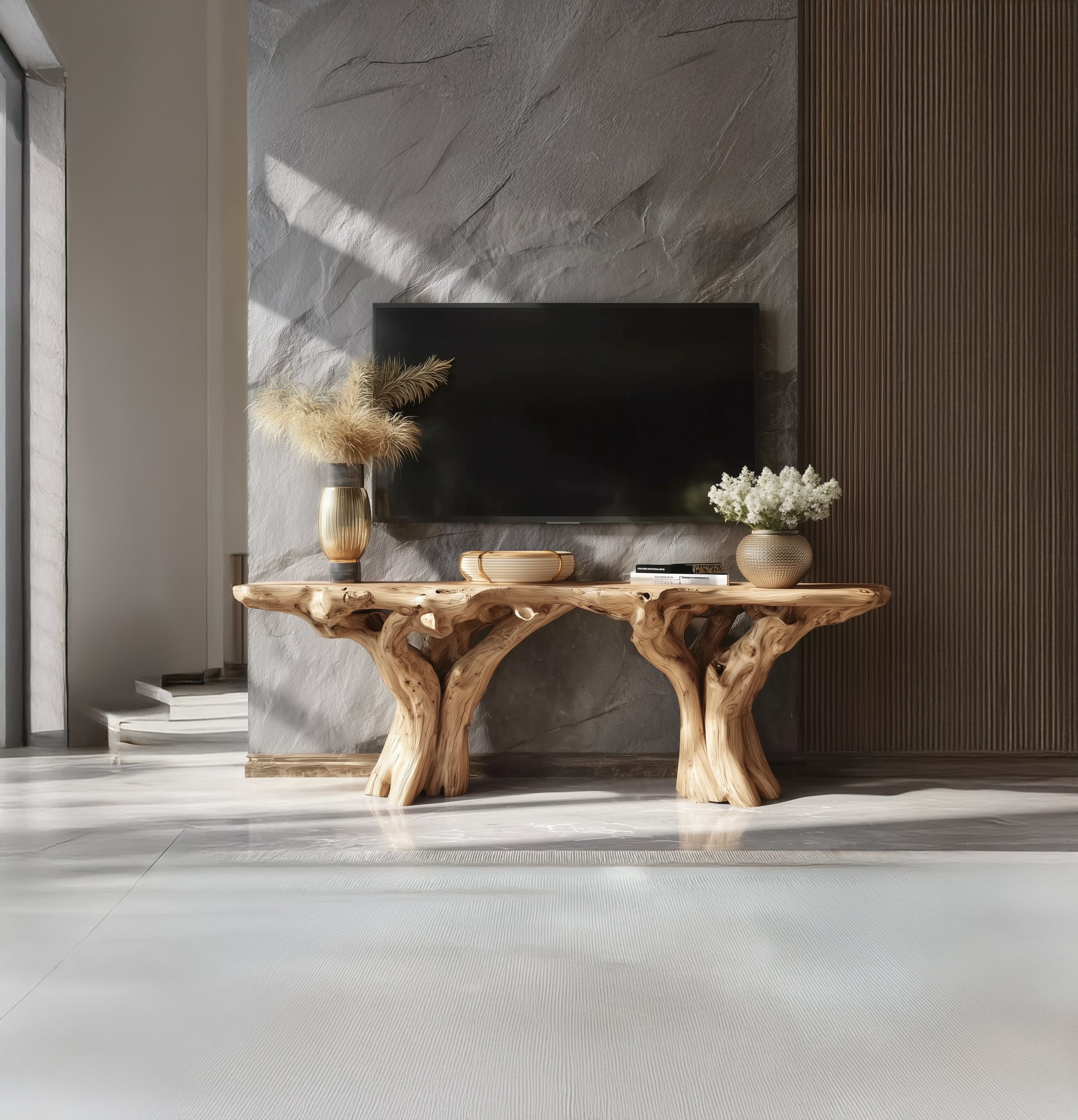 Custom Rustic Solid Wood TV Cabinet Stand – Handmade Antique Farmhouse Console