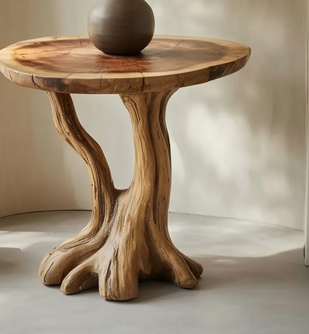 Rustic Live Edge End Table – Handmade Solid Wood Side Table