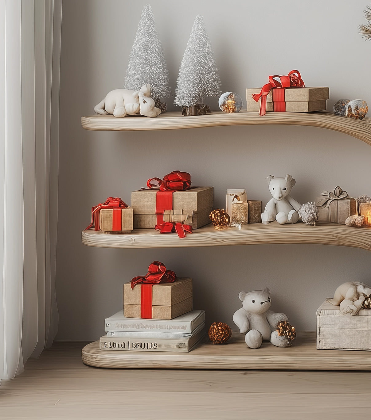 Handcrafted Tree Bookshelf – Montessori Kids Bookcase, Floating Nursery Shelf