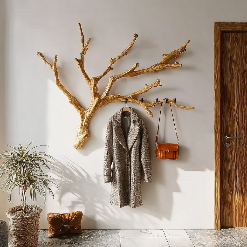 Christmas Tree Branch Coat Rack – Rustic Wall Mounted Driftwood Hanger