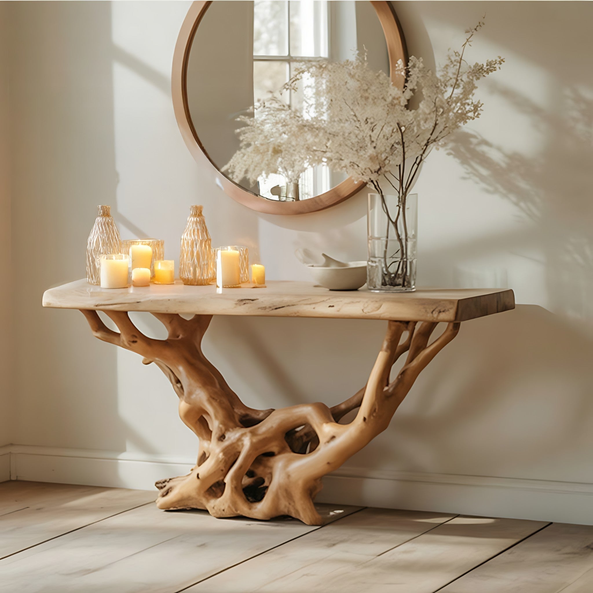 Handmade Live Edge Console Table – Rustic Farmhouse Narrow Entryway Wood