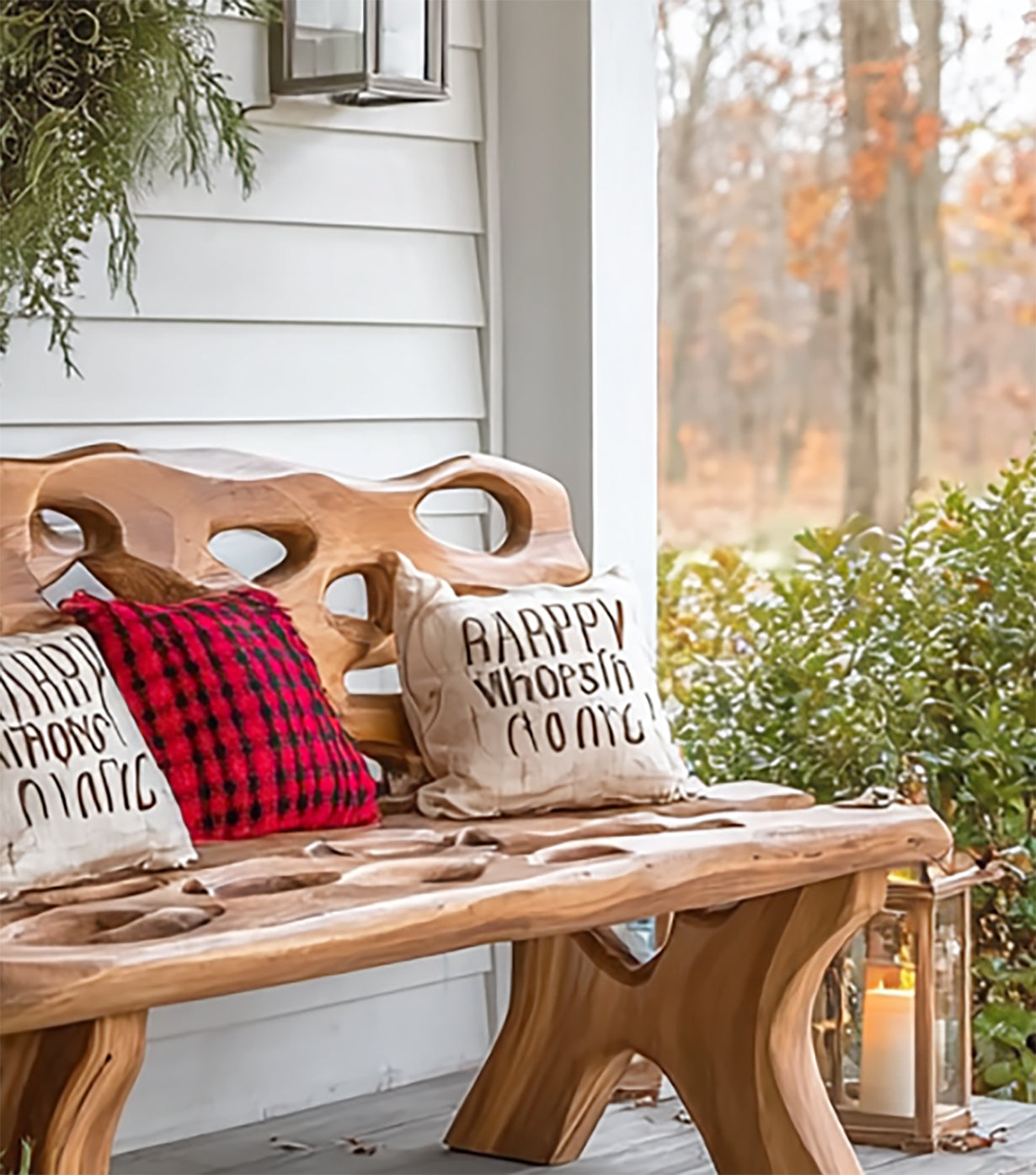 Handmade Farmhouse Porch Bench – Rustic Solid Wood Entryway & Outdoor Seat