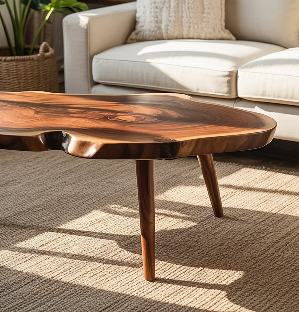 Live Edge Coffee Table, Solid Wood Handmade Rustic Organic Living Room Table