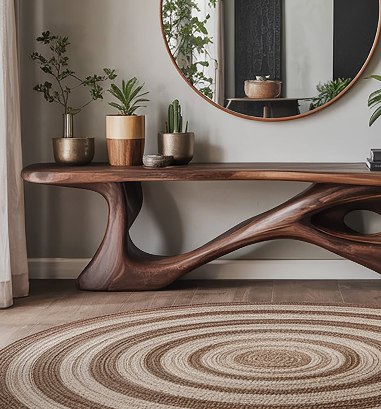 Handcrafted Rustic Modern Console Table – Functional Natural Wood Design