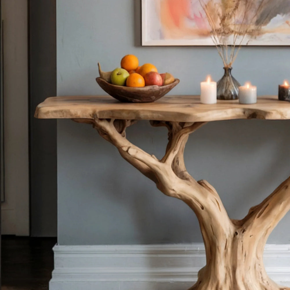 Live Edge Narrow Entryway Console Table – Handmade Rustic Farmhouse Wood