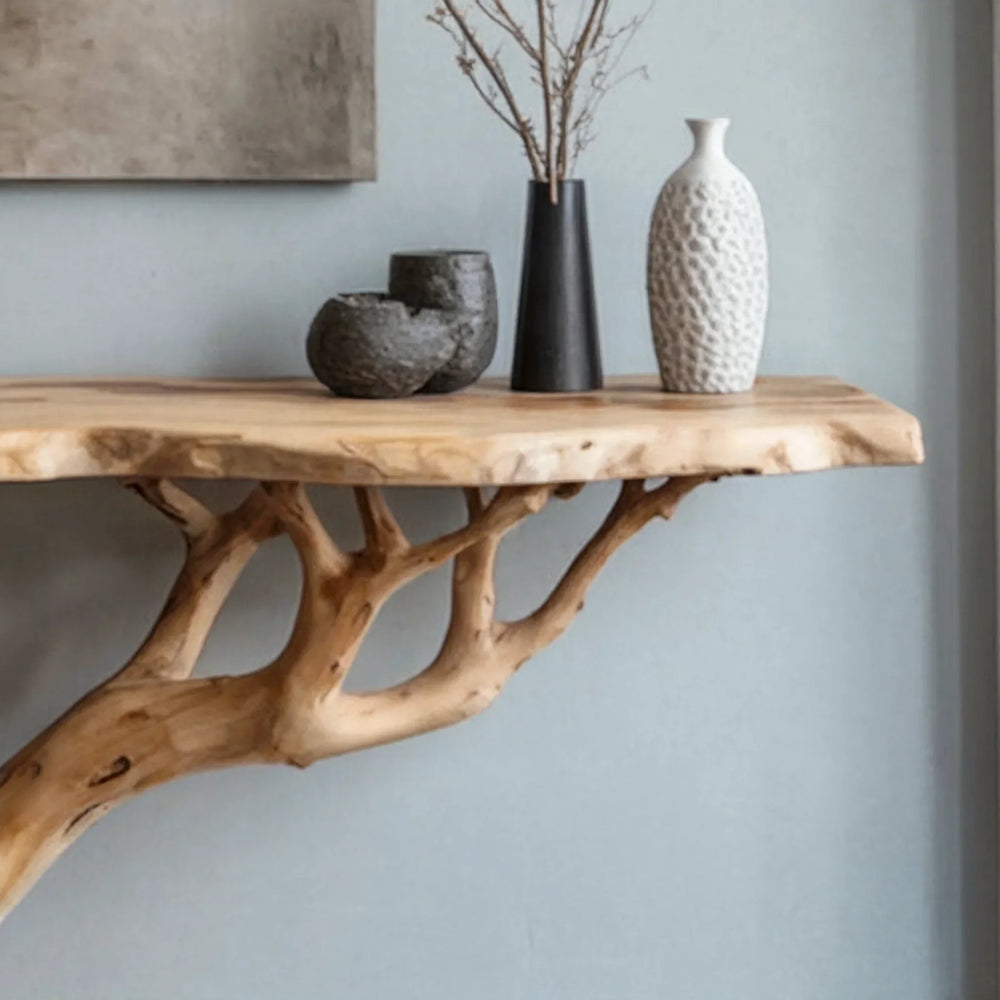 Live Edge Narrow Entryway Console Table – Handmade Rustic Farmhouse Wood