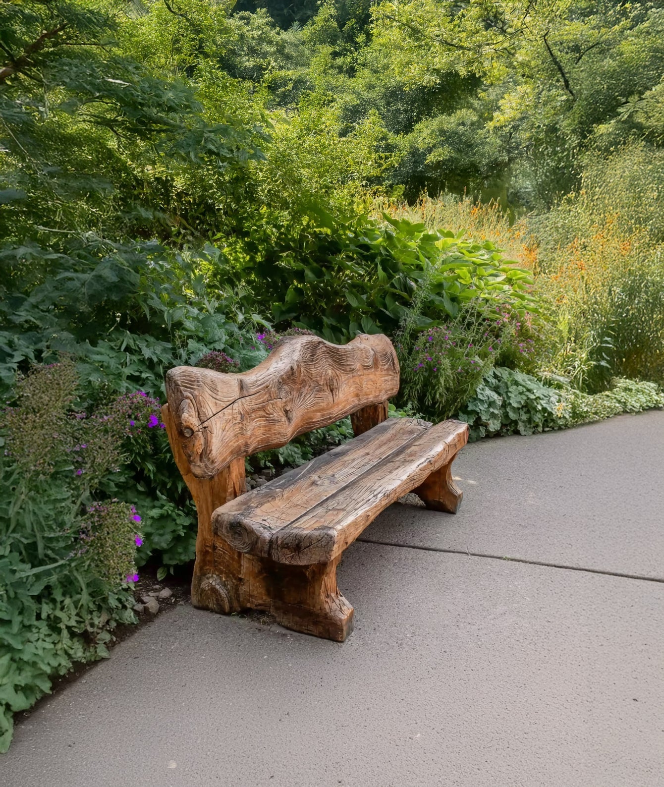 Handcrafted Rustic Solid Wood Bench - Natural Log Seating for Garden & Patio