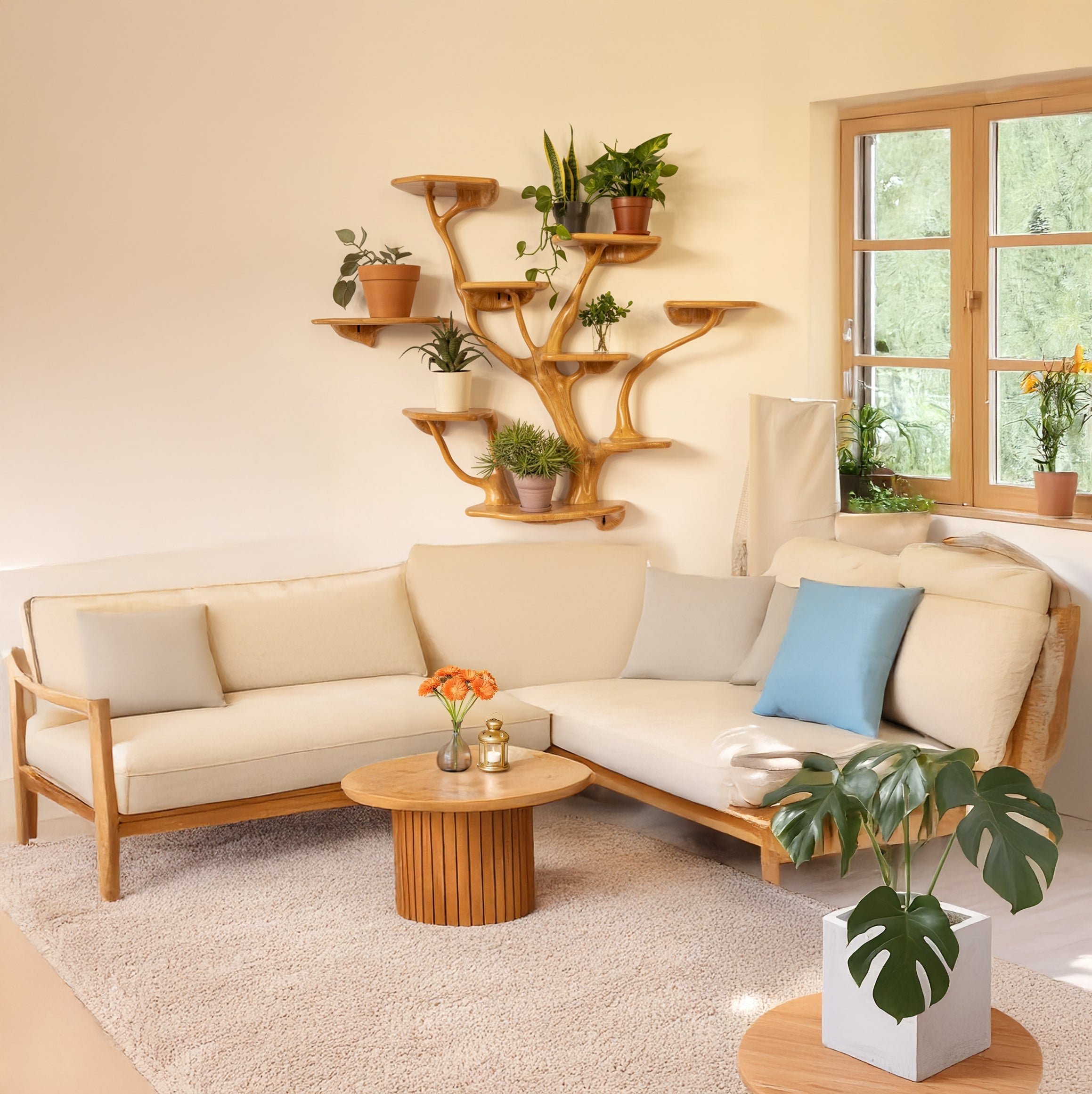 Tree Branch Wall Shelf – Solid Wood Floating Bookcase & Driftwood Décor