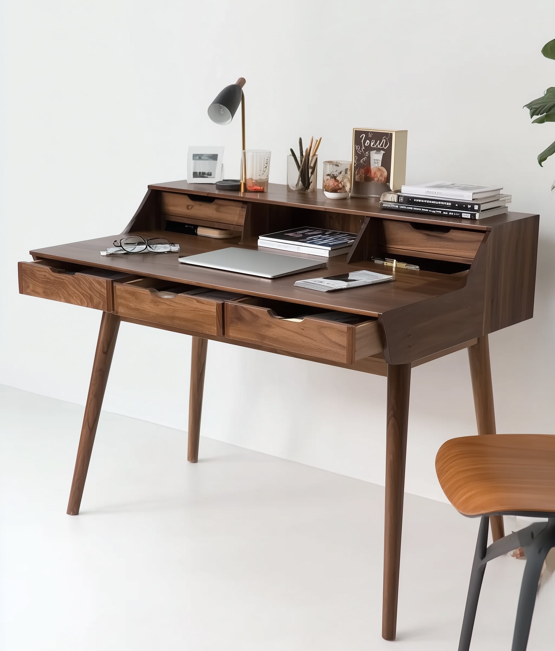 Modern Minimalist Computer Desk with Gap Design – Solid Wood Writing & Study Desk, Dressing Table