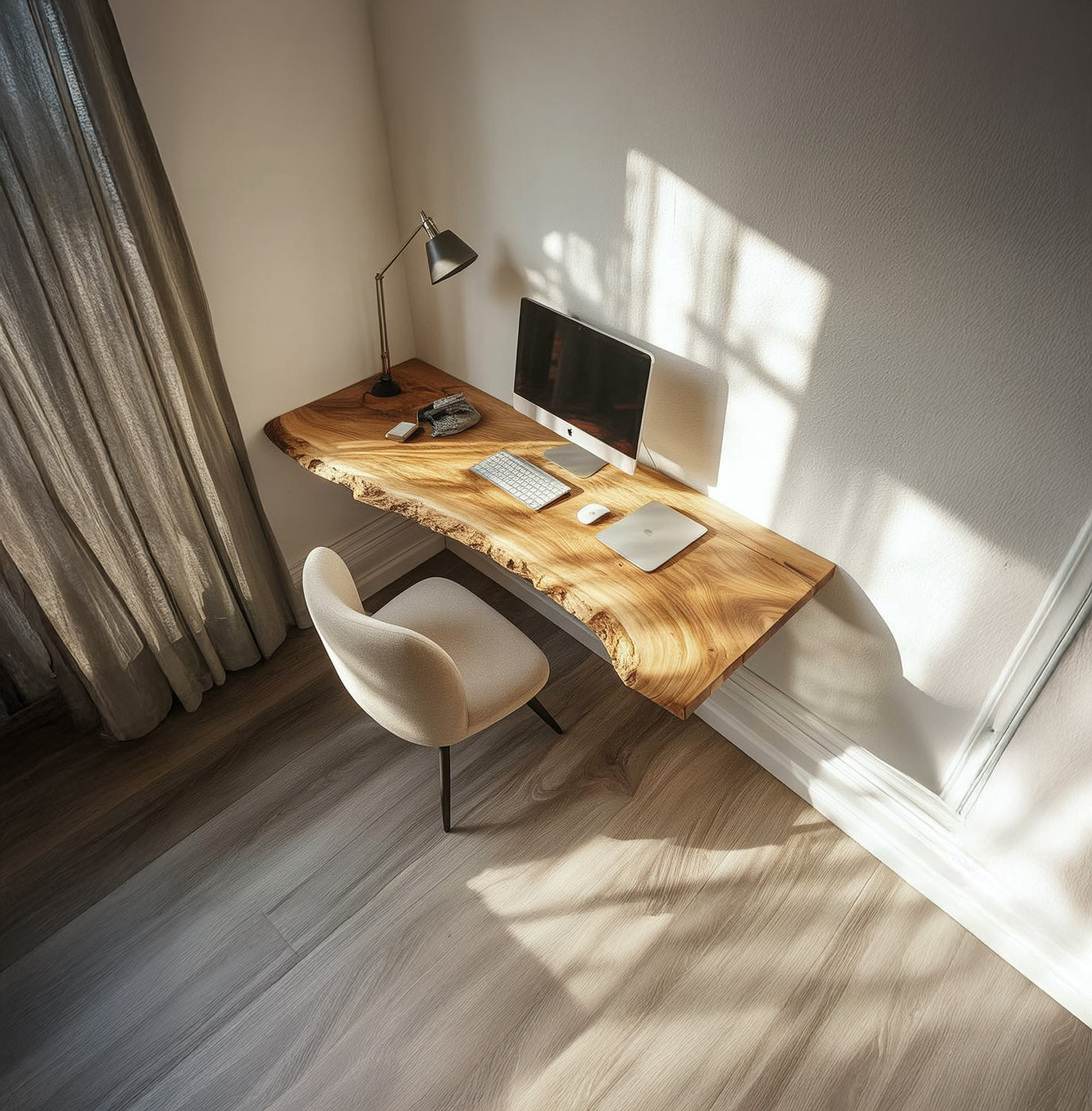Rustic Live Edge Desk – Farmhouse Wood Furniture for Living Room