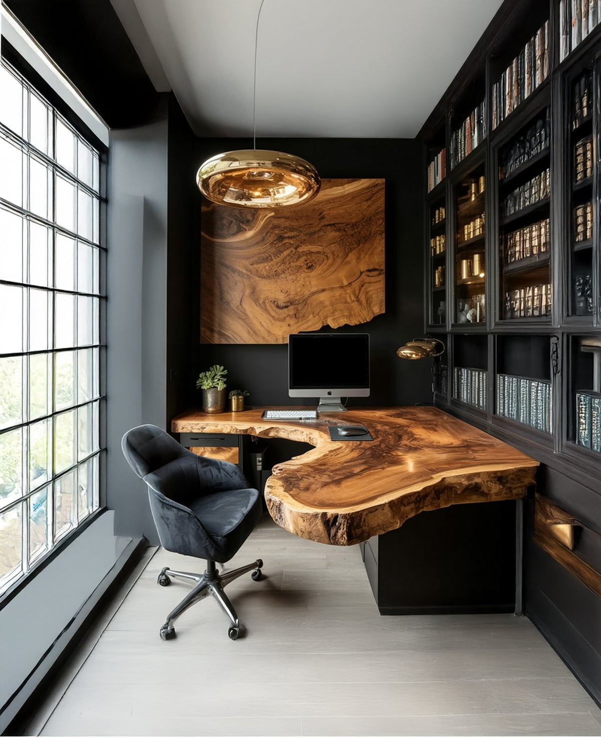 Handmade Live Edge Floating Shelf Desk – Wall-Mounted Study Table, Han