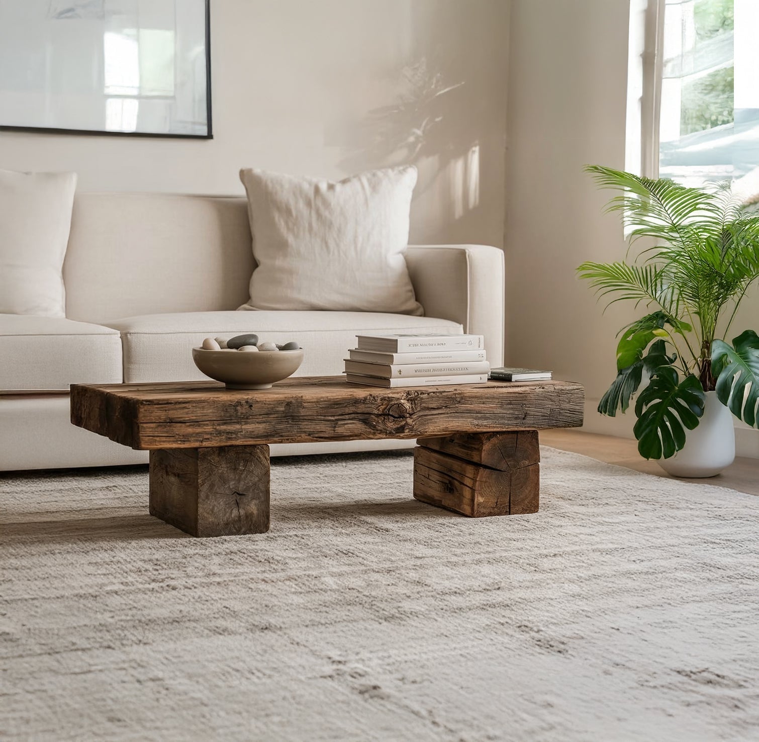 Handmade Live Edge Coffee Table – Rustic Solid Wood Slab for Modern Farmhouse Decor